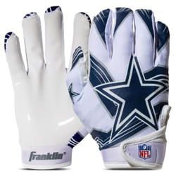 Franklin Sports Dallas Cowboys Youth NFL Football Receiver Gloves - Receiver Gloves For Kids - NFL Team Logos and Silicone Palm - Youth M/L Pair