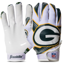 Franklin Sports Green Bay Packers Youth NFL Football Receiver Gloves - Receiver Gloves For Kids - NFL Team Logos and Silicone Palm - Youth M/L Pair