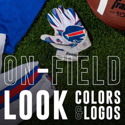Franklin Sports Buffalo Bills Youth NFL Football Receiver Gloves - Receiver Gloves For Kids - NFL Team Logos and Silicone Palm - Youth M/L Pair Team S