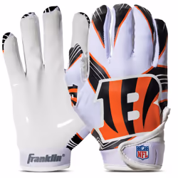 Franklin Sports Cincinnati Bengals Youth NFL Football Receiver Gloves - Receiver Gloves For Kids - NFL Team Logos and Silicon ...