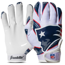 Franklin Sports New England Patriots Youth NFL Football Receiver Gloves - Receiver Gloves For Kids - NFL Team Logos and Silicone Palm - Youth M/L Pair