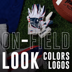 Franklin Sports New England Patriots Youth NFL Football Receiver Gloves - Receiver Gloves For Kids - NFL Team Logos and Silicone Palm - Youth M/L Pair