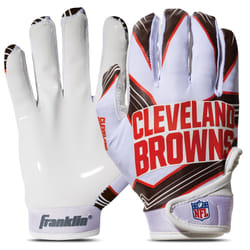 Franklin Sports Cleveland Browns Youth NFL Football Receiver Gloves - Receiver Gloves For Kids - NFL Team Logos and Silicone Palm - Youth M/L Pair