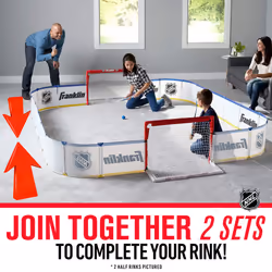 Franklin Sports Mini Hockey Rink Set - Half Rink Knee Hockey Goal  Mini Sticks  and Ball Set - Indoor Mini Hockey Rink - Official NHL Licensed White