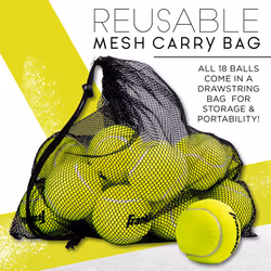 Franklin Sports Practice Tennis Balls - Pressureless Low Bounce Tennis Balls for Training - 18 Ball Bulk Pack with Carry Bag