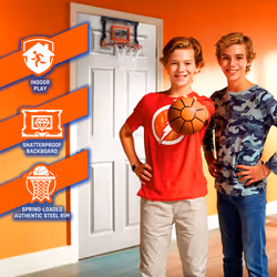 NERF Over The Door Mini Basketball Hoop Set - Pro Hoop Mini Hoop Set with NERF Foam Basketball - Steel Rim Great for Dunking - Perfect Bedroom + Offic