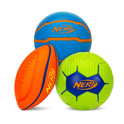 Nerf Mini Stress Foam Sport Ball Set - Kids Mini Sports Ball Set - Includes Foam Micro Football  Soccer Ball + Basketball Soft Stress Relief Foam Spor