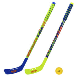 Franklin Sports NERF Proshot Kids Hockey Sticks+Ball Set-2 Player Youth Indoor+Outdoor NERF Hockey Set-2 in 1 Knee+Floor Hockey Sticks-(2)NERF Proshot
