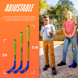 Franklin Sports NERF Proshot Kids Hockey Sticks+Ball Set-2 Player Youth Indoor+Outdoor NERF Hockey Set-2 in 1 Knee+Floor Hockey Sticks-(2)NERF Proshot