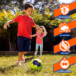 Nerf Kids Foam Mini Soccer Ball - Proshot Youth Soccer Ball - 7"""" Indoor + Outdoor Ball for Kids + Toddlers -Green/Blue
