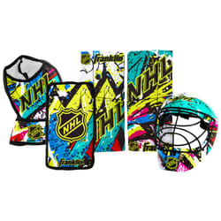 Franklin Sports NHL Youth Knee Hockey Goalie Pads + Helmet Set - Kids Knee + Mini Hockey Goalie Gear + Equipment - (2) Leg Pads  Catch Glove  Blocker