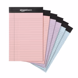 Amazon Basics Narrow Ruled 5 x 8-Inch Lined Writing Note Pads 6 Count (50 Sheet Pads) Multicolor