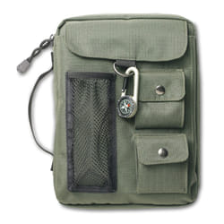 Compass Bible Cover  Zippered  with Handle  Nylon  Green  Medium