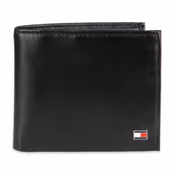 Tommy Hilfiger Men's Leather Wallet - Slim Bifold with 6 Credit Card Pockets and Removable ID Window Oxford Black One Size