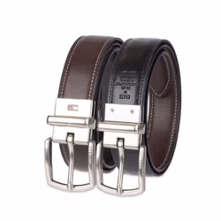 Tommy Hilfiger Boys' Reversible Dress Belt Brown/Black Logo Medium