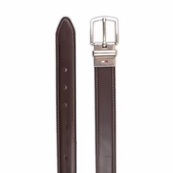Tommy Hilfiger Boys' Reversible Dress Belt  Brown/Black Logo  Medium