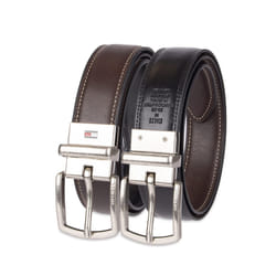 Tommy Hilfiger Boys' Reversible Dress Belt  Brown/Black Logo  Large