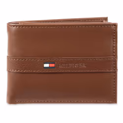 Tommy Hilfiger Men's Leather Wallet - Thin Sleek Casual Bifold with 6 Credit Card Pockets and Removable ID Window Light Tan
