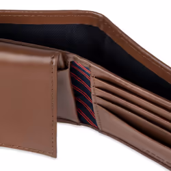 Tommy Hilfiger Men's Leather Wallet - Thin Sleek Casual Bifold with 6 Credit Card Pockets and Removable ID Window  Light Tan