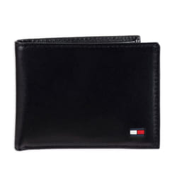 Tommy Hilfiger Men's Leather Wallet - Slim Bifold with 6 Credit Card Pockets and Removable ID Window  Black Dore  One Size
