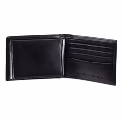 Tommy Hilfiger Men's Leather Wallet - Slim Bifold with 6 Credit Card Pockets and Removable ID Window  Black Dore  One Size