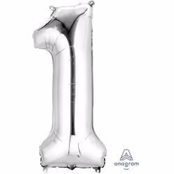 Amscan 2798101, Toy balloon, Foil, Silver, Number, 33 cm, 5 pc(s)