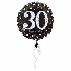 Amscan 3212901, Toy balloon, Foil, Black, Brown, White, Birthday, Round, 430 mm