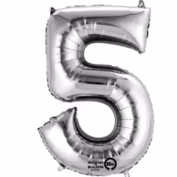 Amscan 3308411, Toy balloon, Foil, Silver, Number, 40 cm, 5 pc(s)