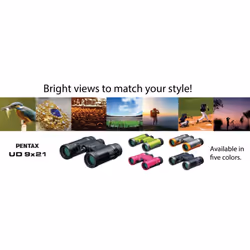 Pentax UD 9x21 Compact Lightweight Multi-Coated Roof Prism Binoculars - Pink