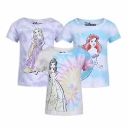 Disney Princess Ariel  Rapunzel and Belle Girls T-Shirt 3 Pack for Tod