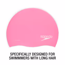 Speedo Unisex-Adult Swim Cap Silicone Long Hair   Pink