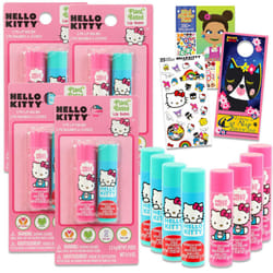 Hello Kitty Lip Balm Tubes - Bundle with 8 Hello Kitty Lip Balms in Assorted Flavors for Party Favors Plus Hello Kitty Stickers  Sticker Activity Book