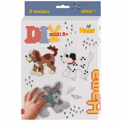 Hama - Box Dog and cat - 2000 Beads and 2 Plates - Iron on Beads Size Midi - Creative Activities
