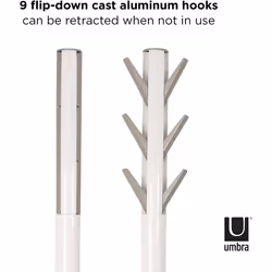 Umbra Flapper Coat Rack, Clothing Hanger, Umbrella Holder, and Hat Organizer, Great for Entryway, Wood, White