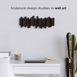 Sticks Multi Hook Coat Rack - Modern, Unique, Space-Saving Wall Mounted Hanger with 5 Flip-Down Hooks for Hanging Coats, Scarves, Purses and More,