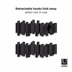 Sticks Multi Hook Coat Rack - Modern, Unique, Space-Saving Wall Mounted Hanger with 5 Flip-Down Hooks for Hanging Coats, Scarves, Purses and More, - Additional view 5