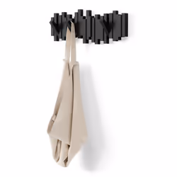 Sticks Multi Hook Coat Rack - Modern, Unique, Space-Saving Wall Mounted Hanger with 5 Flip-Down Hooks for Hanging Coats, Scarves, Purses and More, - Additional view 6