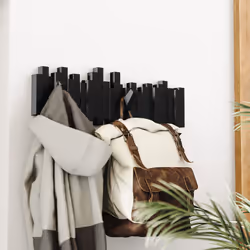 Sticks Multi Hook Coat Rack - Modern, Unique, Space-Saving Wall Mounted Hanger with 5 Flip-Down Hooks for Hanging Coats, Scarves, Purses and More, - Additional view 7