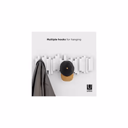 Sticks Multi Hook Coat Rack - Modern, Unique, Space-Saving Wall Mounted Coat Hanger with 5 Flip-Down Hooks for Hanging Coats, Scarves, Purses and More