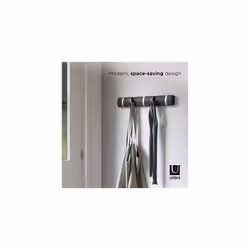 5 Flip Wall Mounted Floating Rack - Modern, Sleek, Space-Saving Hanger with Retractable Hooks to Hang Coats, Scarves, Purses and More, Driftwood/Black - Additional view 4