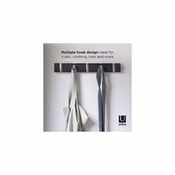 5 Flip Wall Mounted Floating Rack - Modern, Sleek, Space-Saving Hanger with Retractable Hooks to Hang Coats, Scarves, Purses and More, Driftwood/Black - Additional view 5