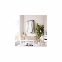 5 Flip Wall Mounted Floating Rack - Modern, Sleek, Space-Saving Hanger with Retractable Hooks to Hang Coats, Scarves, Purses and More, Driftwood/Black - Additional view 6
