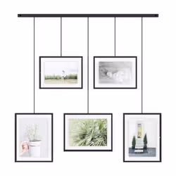 Exhibit Picture Frame Gallery Set, Adjustable Collage Display for 5 Photos, Prints, Artwork and More, Holds two 4x6" and thre ...