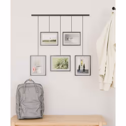 Exhibit Picture Frame Gallery Set, Adjustable Collage Display for 5 Photos, Prints, Artwork and More, Holds two 4x6" and three 5x7" Photos