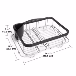 Umbra Sinkin Dish Drying Rack  Drainer with Cup Holders and Removable Cutlery Caddy  Use Over Sink  in Sink  or On Counter  De