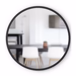 Umbra Hub Circular Wall Mirror, Round, Frame, Rubber, Black