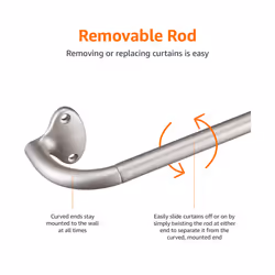 Amazon Basics Room Darkening Blackout Curtain Rod - 48"" to 88""  Nickel