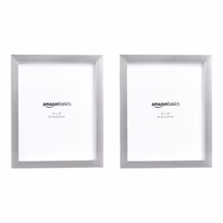 Amazon Basics Rectangular Photo Picture Frame  8"" x 10""  Pack of 2  Nickel