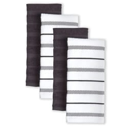 KitchenAid Albany Kitchen Towel 4-Pack Set  Onyx Black/White  16""""x26""""