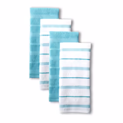 KitchenAid Albany Kitchen Towel 4-Pack Set  Aqua/White  16""""x26""""